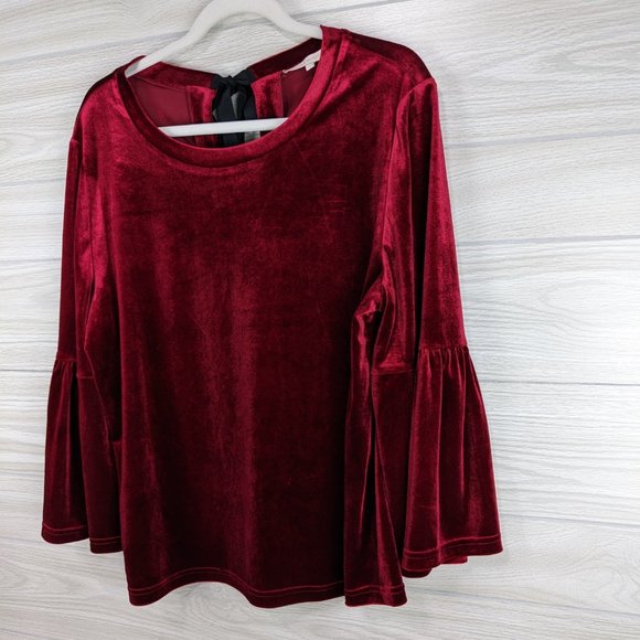 Mika Mindel Tops - Mika Mindel Velvet Bell Sleeve Top